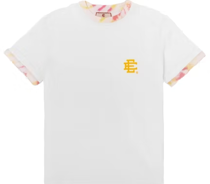 EE Ringer T Shirt White Yellow Tie Dye